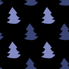 Seamless vector pattern of a Christmas tree background. Doodle