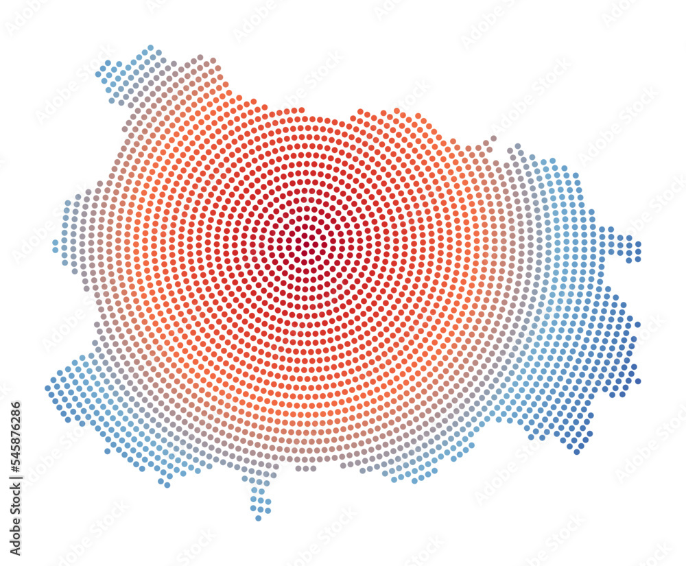 Poster ischia dotted map. digital style shape of ischia. tech icon of the island with gradient dots. radian