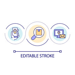 Parcel tracking loop concept icon. Package monitoring. Delivery management. Control shipping abstract idea thin line illustration. Isolated outline drawing. Editable stroke. Arial font used
