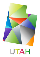 Bright colored Utah shape. Multicolor geometric style US state logo. Modern trendy design. Powerful vector illustration.