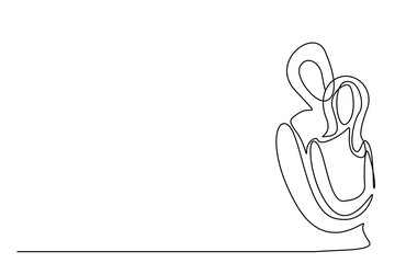 husband  wife couple in love hugging each other one line drawing art design