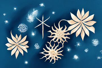 Christmas tree, snowflakes, winter, decorations, Christmas theme digital card illustration