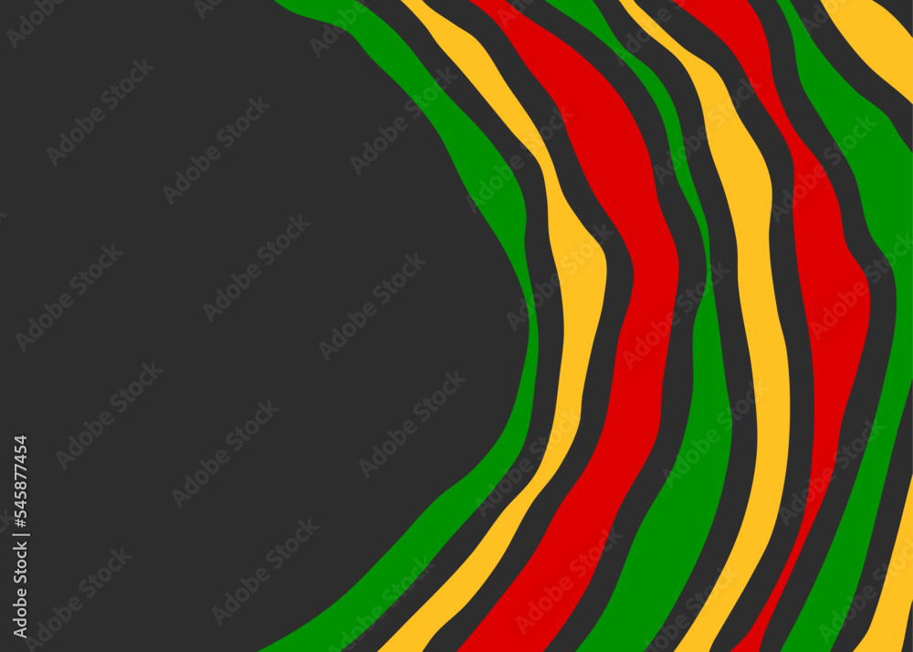 Poster abstract background with colorful wavy lines pattern and with jamaican color theme