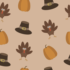 Seamless thanksgiving day pattern. Vector illustration for cards, posters, flyers, webs. 