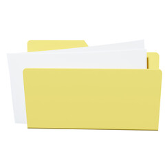 3D Yellow Folder Icon. 3D File Icon