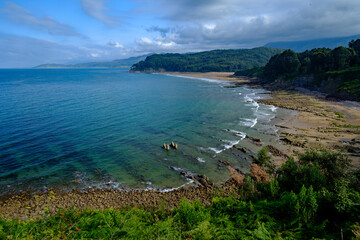 La Griega beach from above, near Colunga in Asturias, Spain