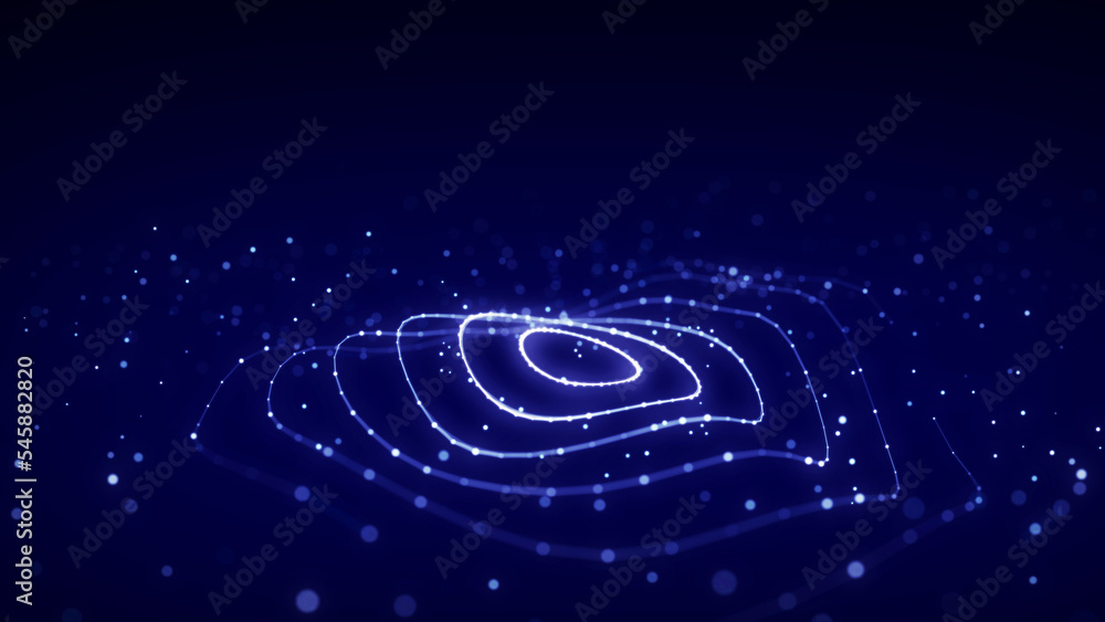 Poster 3d digital circular dynamic wave. technology smart wave. seamless flow digital structure. cyber tech