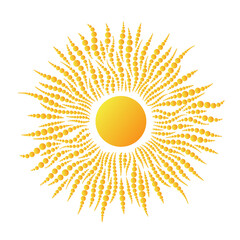 Sun. Sun drawn from circles on a white background. Abstract sun for design.