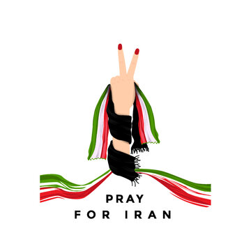 Hand Finger With Iran Flag For Women Activist Life Freedom Synbol