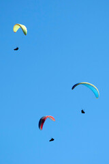 Photo shoot of the flight of a paragliding group
