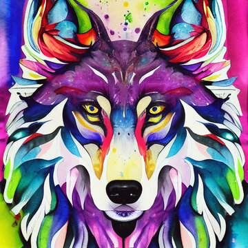 Wolf art print illustration