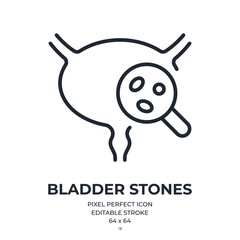 Bladder stones editable stroke outline icon isolated on white background flat vector illustration. Pixel perfect. 64 x 64.