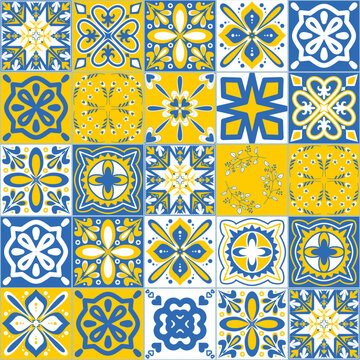 Traditional spanish ceramic tiles talavera, contrast decorative background, vector illustration