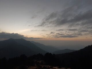 sunset in the himalayan mountains