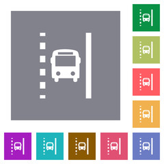 Bus lane square flat icons