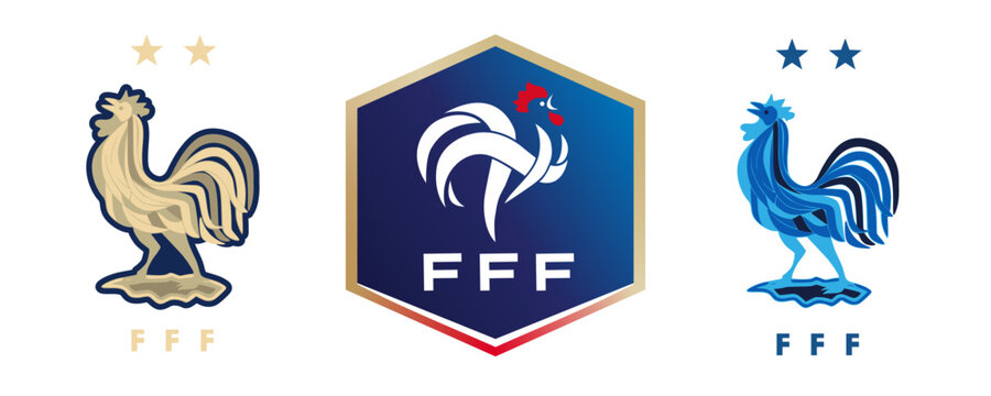 Vector logo of the French National team on the main football uniform. Logo of the French Football Federation. The logo of the French national team on the guest football uniform