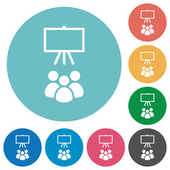 Classroom flat round icons