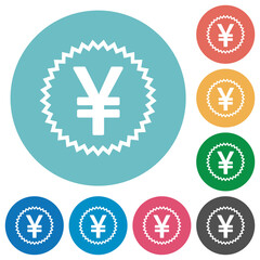 Japanese Yen sticker alternate flat round icons
