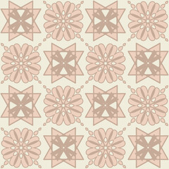 Creative ceramic tile beige monochrome pastel color, trendy symmetrical square tile design vector illustration for design