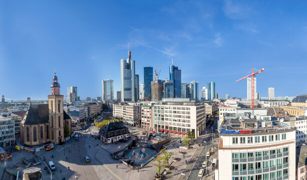 scenic view to skyline of Frankfurt in Germany