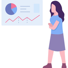 Vector IT office female worker icon isolated