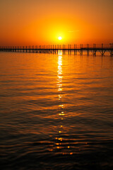 Travel to Sharm el Sheikh. Amazing sunrise from the Red Sea in Egypt. Beautiful photo with the...