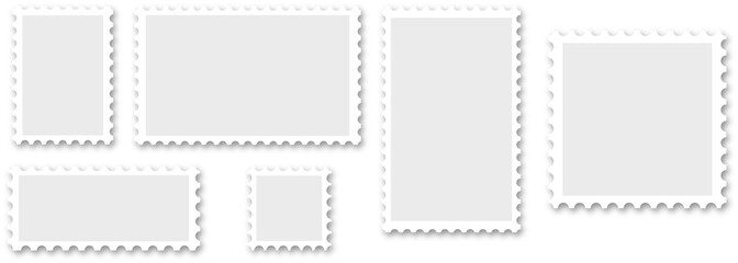 Postage stamp set. Realistic post stamps set with realistick shadow. Blank Postage Stamps on...