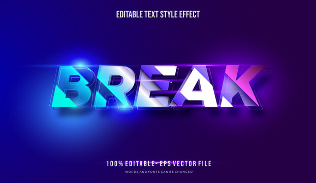 Modern editable slice Text Style Effect with shiny vibrant color vector editable font