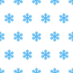Blue white snowflake christmas seamless pattern for event design. Vector illustration of winter snowflake