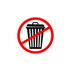 No Trash Can sign with words in rectangular frames.
