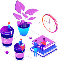 Coffee break - modern isometric colorful illustration