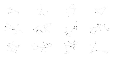 zodiac constellations vector background set