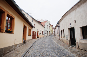 Fototapeta na wymiar Street of city Znojmo in the South Moravian region in the Czech Republic.