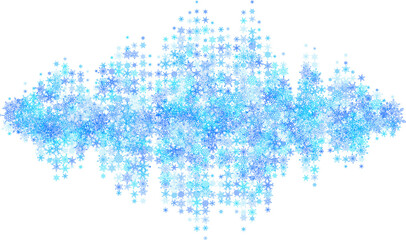 Christmas sound and music waveform made of different scattered snowflakes