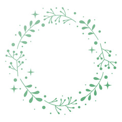 Gradient green Christmas circle wreath deocration with sparkle star  elements
