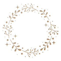 Obraz na płótnie Canvas Gradient gold Christmas circle wreath deocration with sparkle star elements