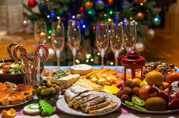christmas holiday dinner food on the table. selective focus.