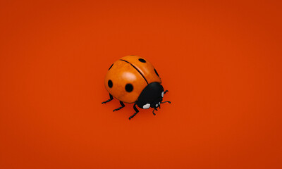 Ladybug 3D Render so Cute on red background