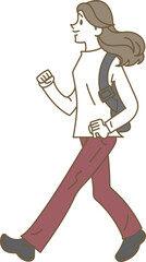 歩く若い女性