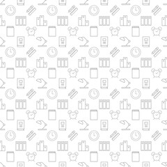 Vector seamless pattern of office work, freelance, education is made of line icons. Perfect for web sites, wraps, wallpapers, postcards
