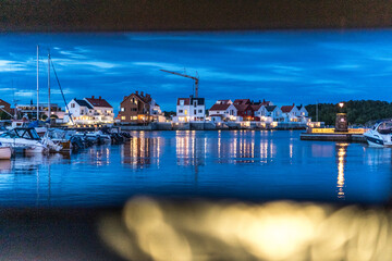 Fototapeta na wymiar Marina at night, Risør, Norway