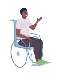 Happy man with disability semi flat color vector character. Editable figure. Full body person on white. Inclusion simple cartoon style illustration for web graphic design and animation