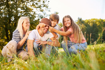 Fototapeta premium Children have fun on a trip in nature