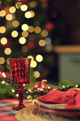 red glass on the table