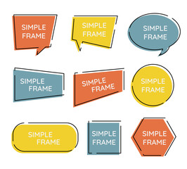 Simple speech bubbles with Outline black stroke on orange, Yellow, and blue color bubbles