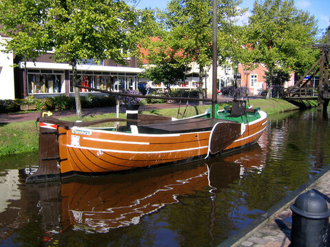 old renovated ship in the canal of Papenburg, Germany.