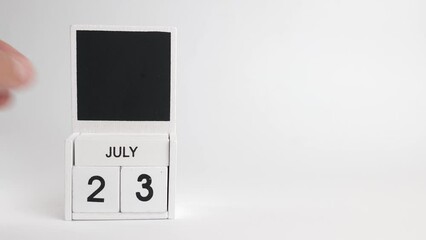 Calendar with date July 23 and space for designers. Illustration for an event of a certain date.