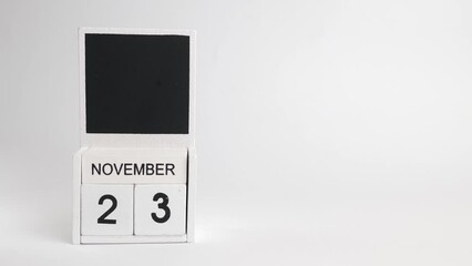 Calendar with date 23 November and space for designers. Illustration for an event of a certain date.