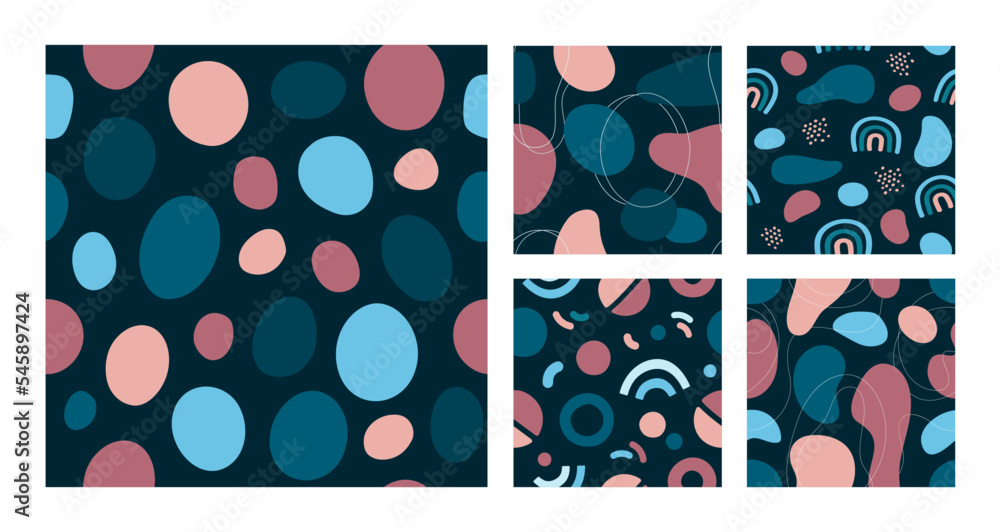 Poster geometric shapes abstract background collection. vector colorful illustration. dots and curve shape 
