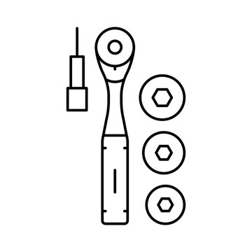 socket wrench tool line icon vector illustration